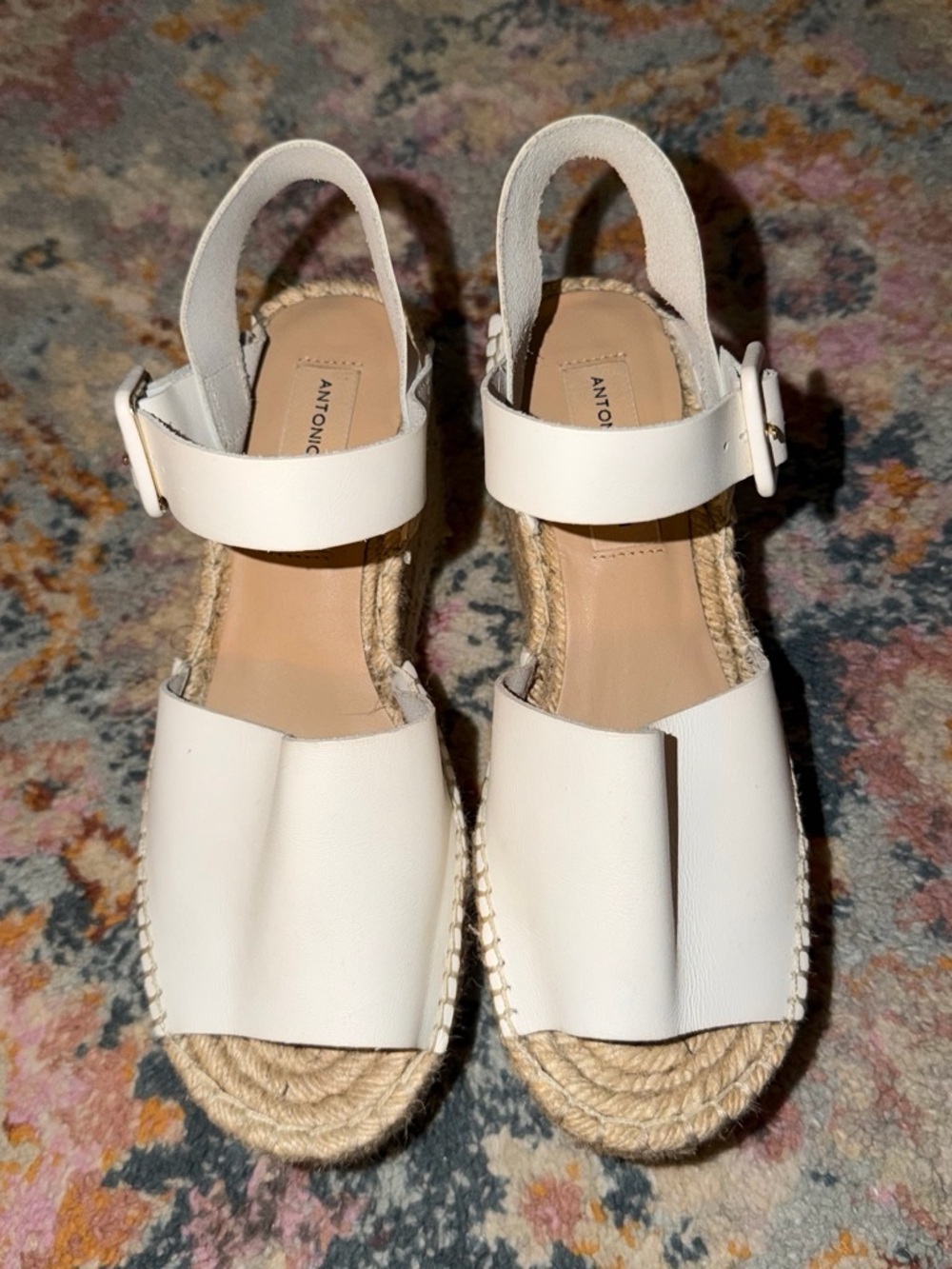 ANTONIO MELANI White Leather Espadrille Slingback Sandals